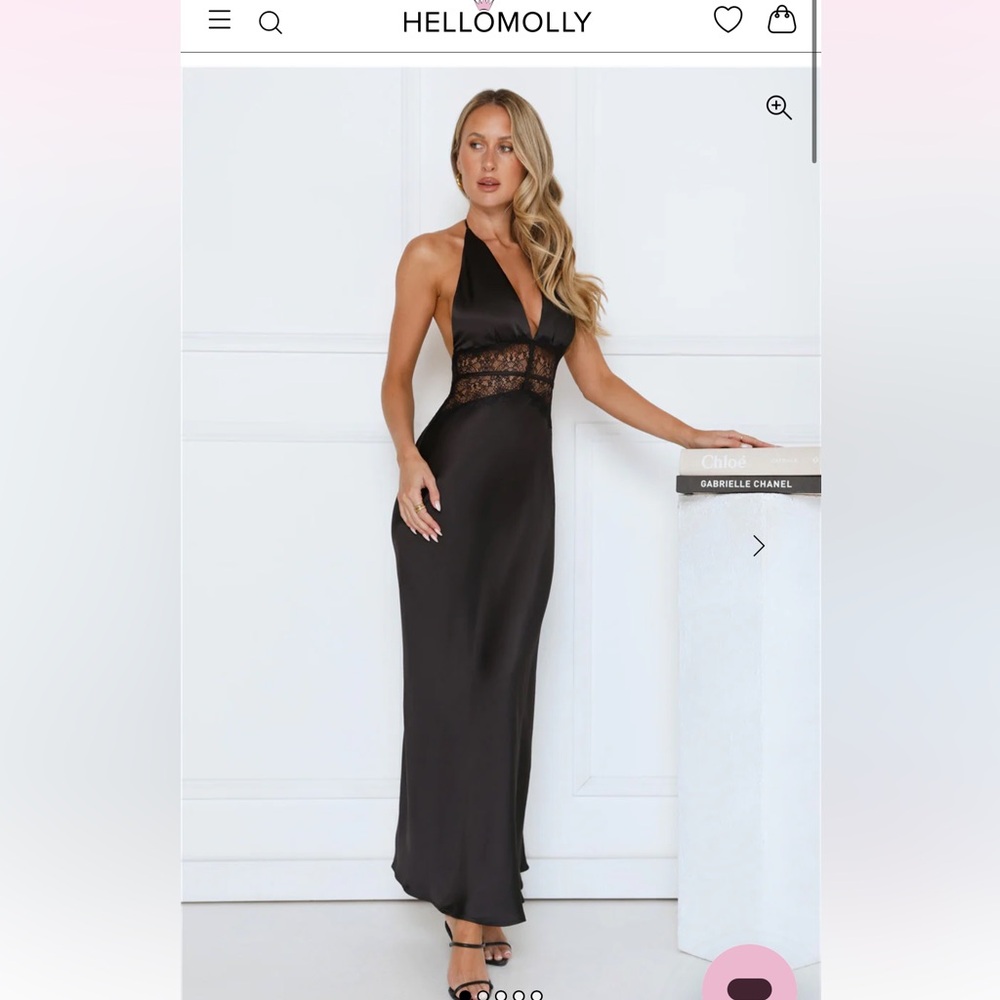 Hello Molly Black Ibiza Twilight Satin Lace Maxi Dress